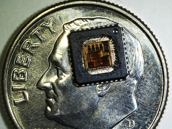 Decapsulated IC Package on a dime